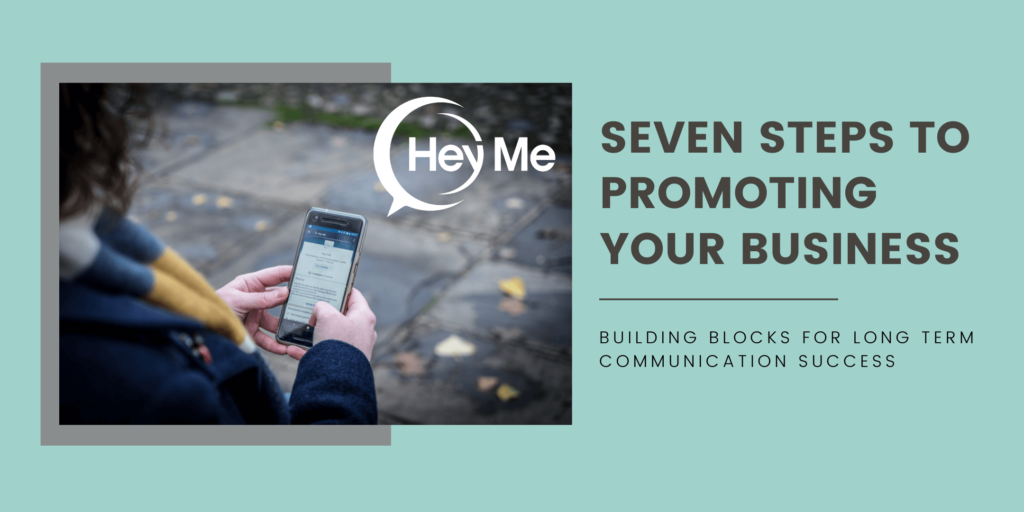A promo banner of a course called "seven steps to promoting your business"